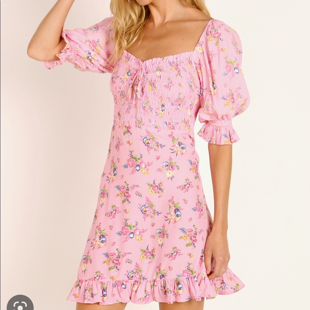 Revolve Sage Mini Dress In Pink Juliette Floral (Xs) Gem
